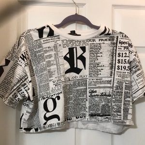 newspaper themed crop top